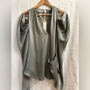 NWT Johnathan Simkhai Remington- Sage Green Top- 100% Silk - Women’s Size M/L